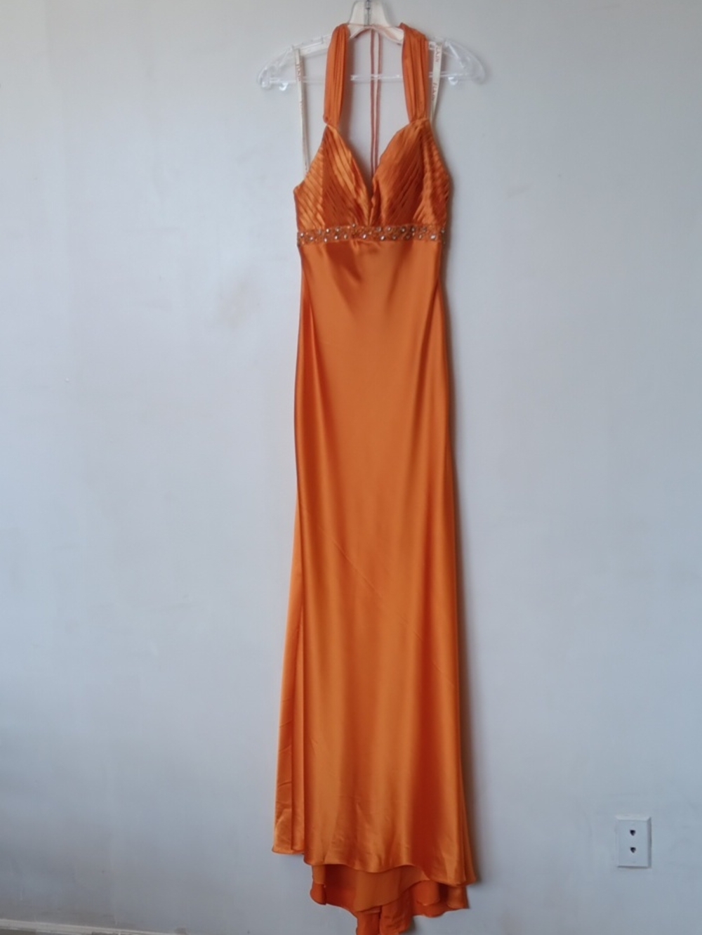 Orange Halter Maxi Dress with Beaded Waistband